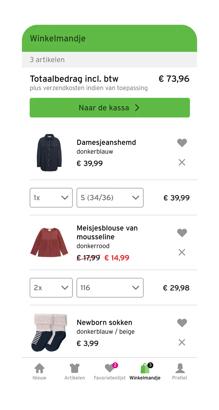 App screenshot: Bestellen & bestelling volgen
